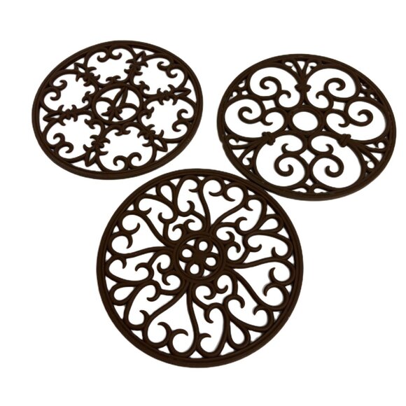 Trivets Set of Three Silicone Mats Hot Pads Dark Brown - Picture 5 of 6
